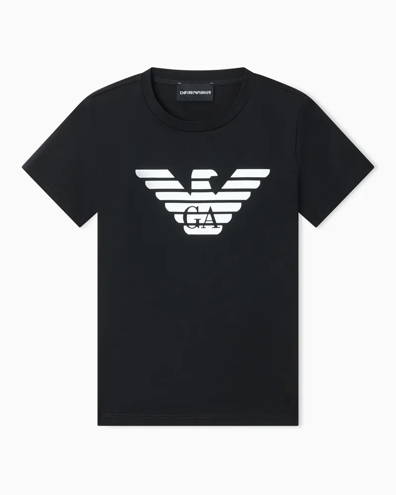 Emporio Armani T-shirt in jersey Pima con logo Nero