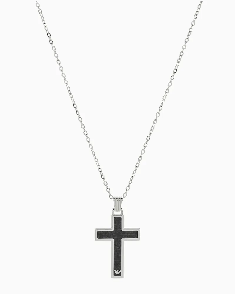 Emporio Armani Collana con croce da uomo in acciaio inossidabile Multicolore