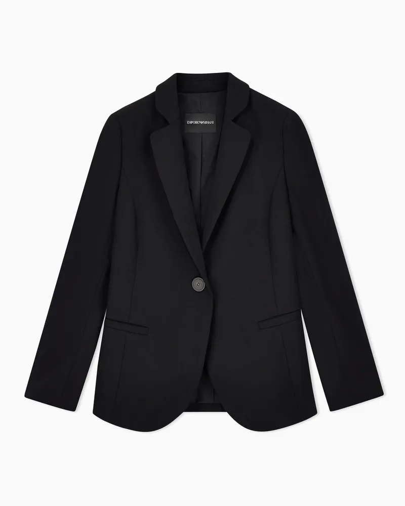 Emporio Armani Giacca monopetto in lana grain de poudre Nero