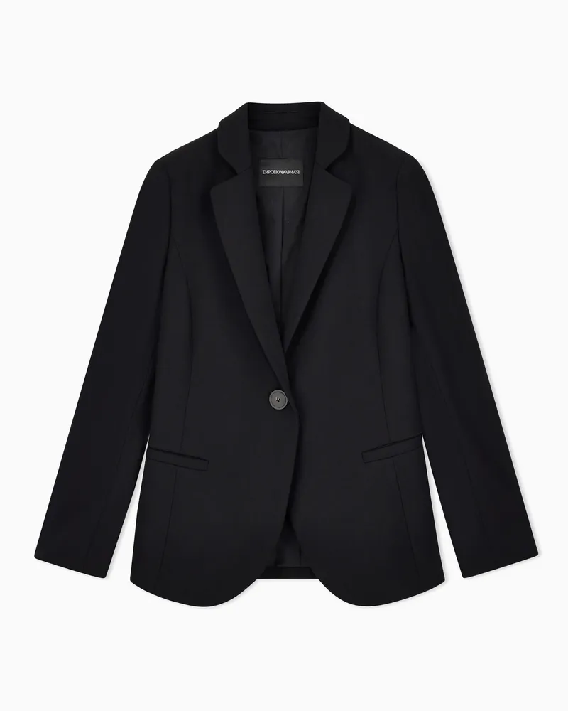 Emporio Armani Giacca monopetto in lana grain de poudre Nero