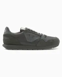 Emporio Armani OFFICIAL STORE Sneakers In Mesh Con Dettagli Suede E Patch Aquila Verde