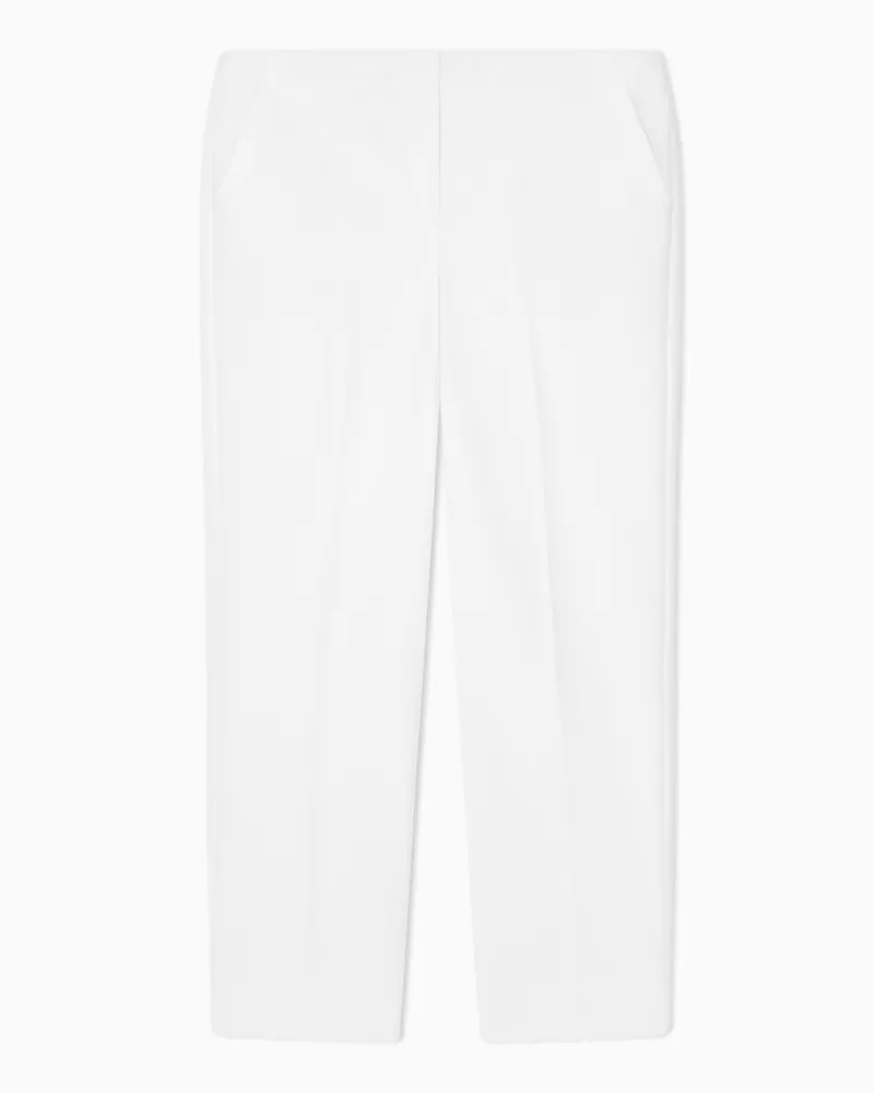 Emporio Armani Pantaloni elasticizzati sartoriali in gabardina Bianco