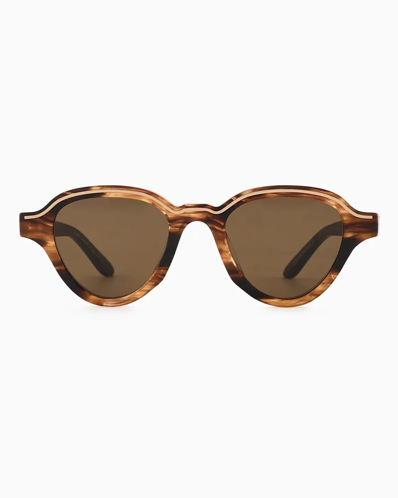 Emporio Armani Occhiali da sole da uomo forma irregolare Marrone