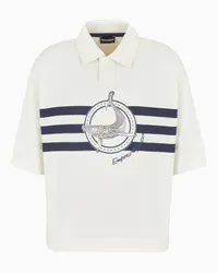 Emporio Armani OFFICIAL STORE Felpa Collo Polo A Maniche Corte In Soft Twill Con Maxi Patch Balena E Ricamo Logo Fantasia