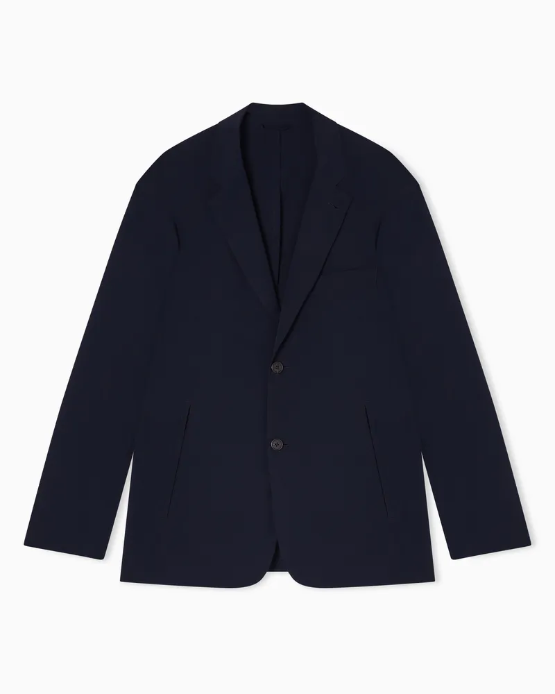 Emporio Armani Blazer monopetto in nylon stretch Travel Essential Blu