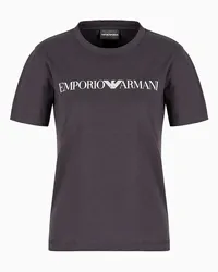 Emporio Armani OFFICIAL STORE T-shirt In Jersey Organico Con Stampa Logo Asv Blu