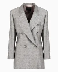 Emporio Armani OFFICIAL STORE Blazer Doppiopetto In Viscosa Principe Di Galles Icon Grigio