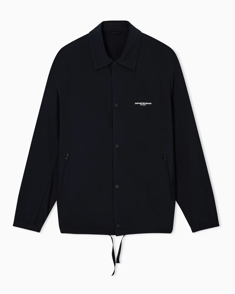 Emporio Armani Blouson in nylon con ricamo logo Blu
