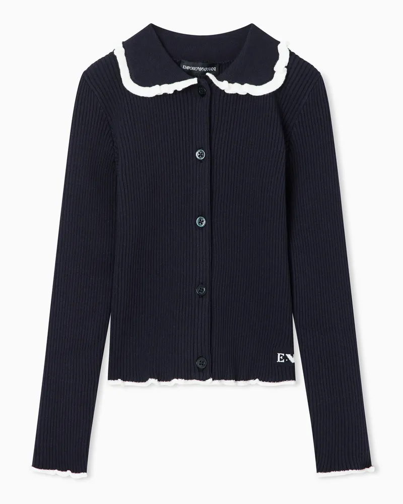 Emporio Armani Cardigan in maglia a costine Blu