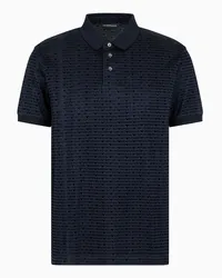 Emporio Armani OFFICIAL STORE Polo In Jersey Misto Lyocell Con Lettering Flock All Over Asv Blu