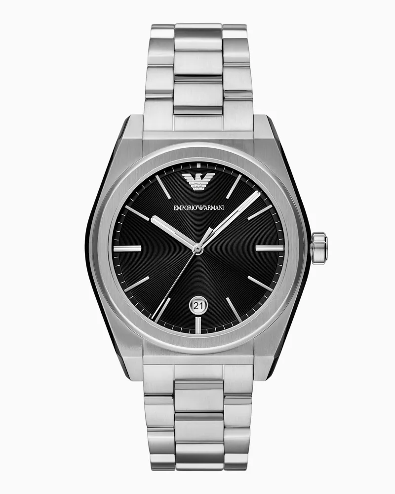 Emporio Armani Orologio a tre lancette in acciaio inossidabile con datario Multicolore