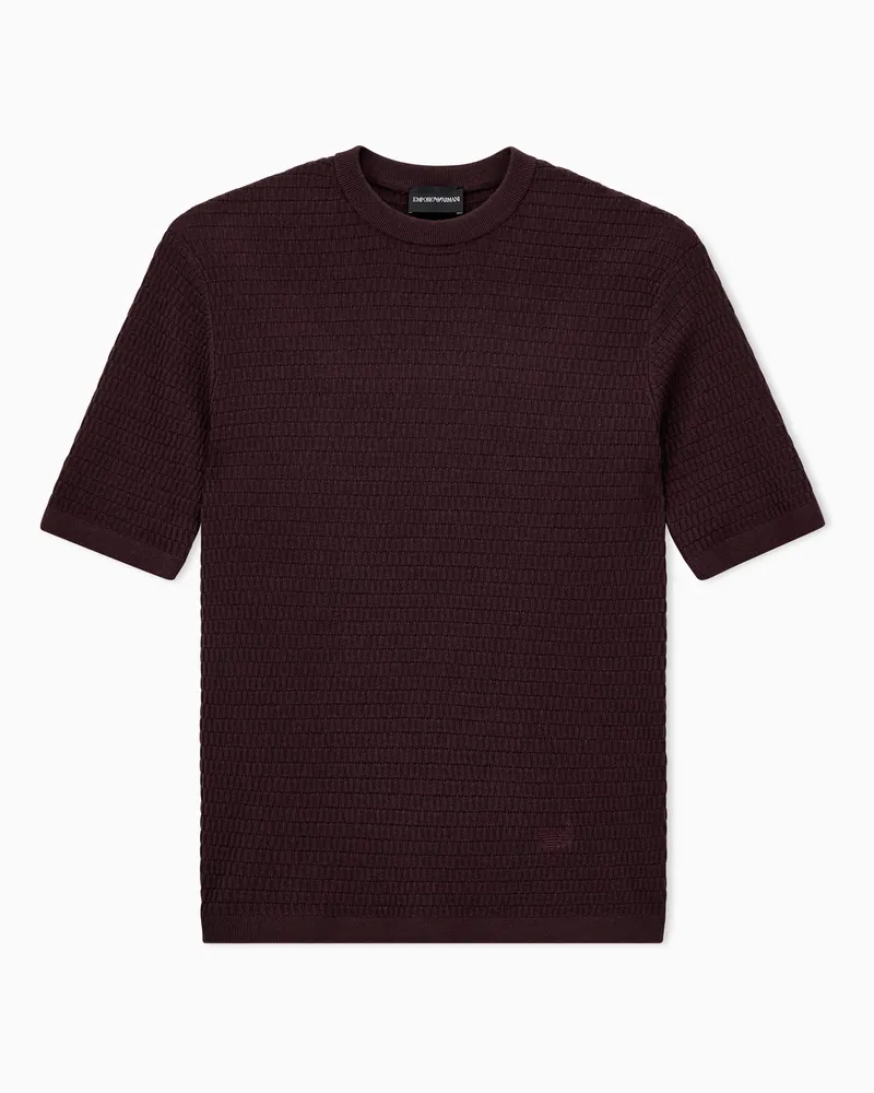 Emporio Armani Maglia in lana vergine punto operato Bordeaux