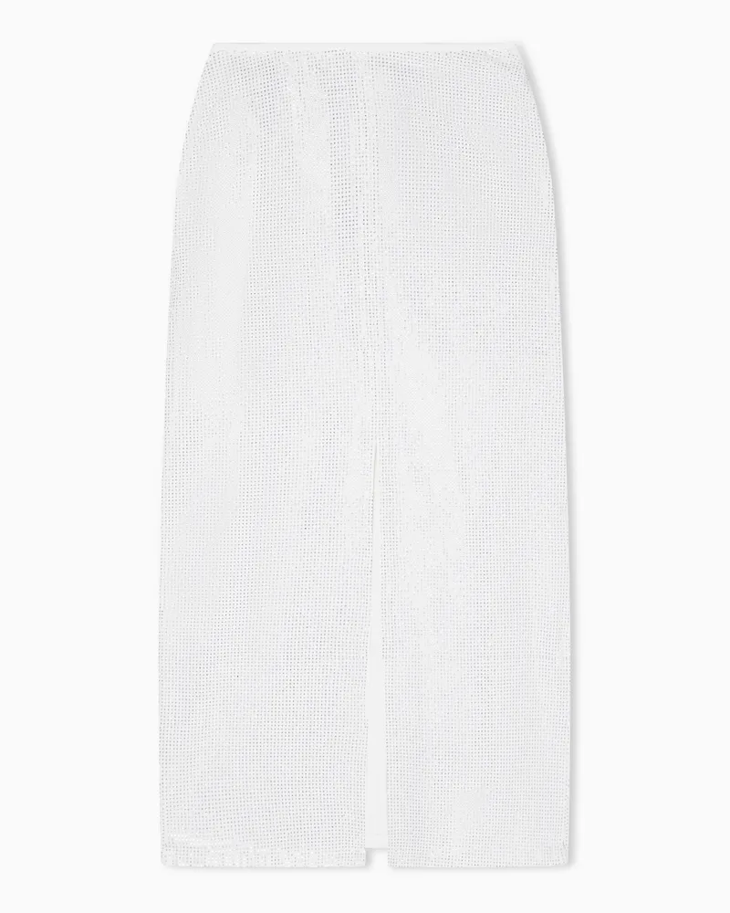 Emporio Armani Gonna lunga in drill con micro borchie all over Bianco