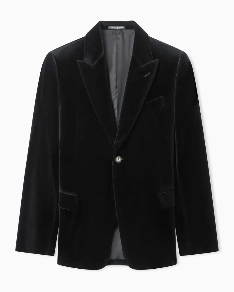 Emporio Armani Giacca monopetto in velluto liscio Nero