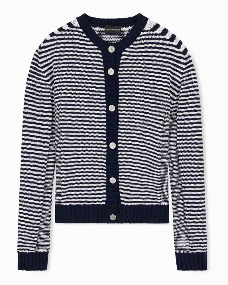 Emporio Armani Cardigan a righe Capsule Signature Blu