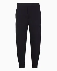 Emporio Armani OFFICIAL STORE Pantaloni Jogger In Double Jersey Con Ricamo Logo Ea A Rilievo Blu