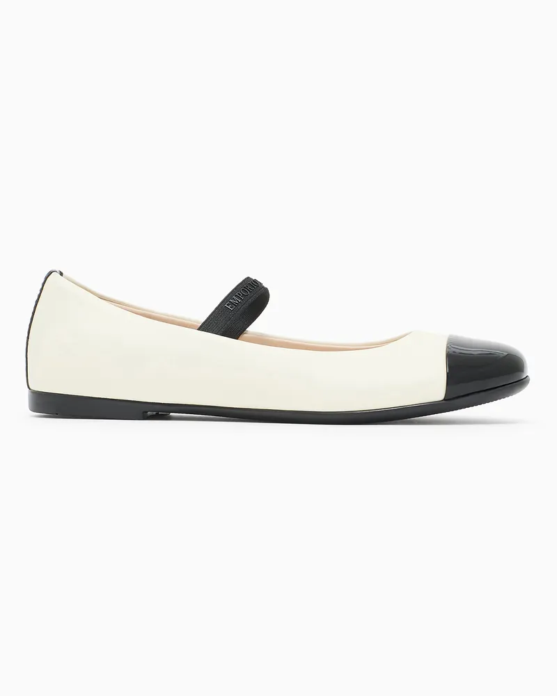 Emporio Armani Ballerine in nappa con punta in vernice Beige