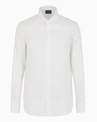 Emporio Armani OFFICIAL STORE Camicia In Cotone Con Stampa Logo All Over Bianco