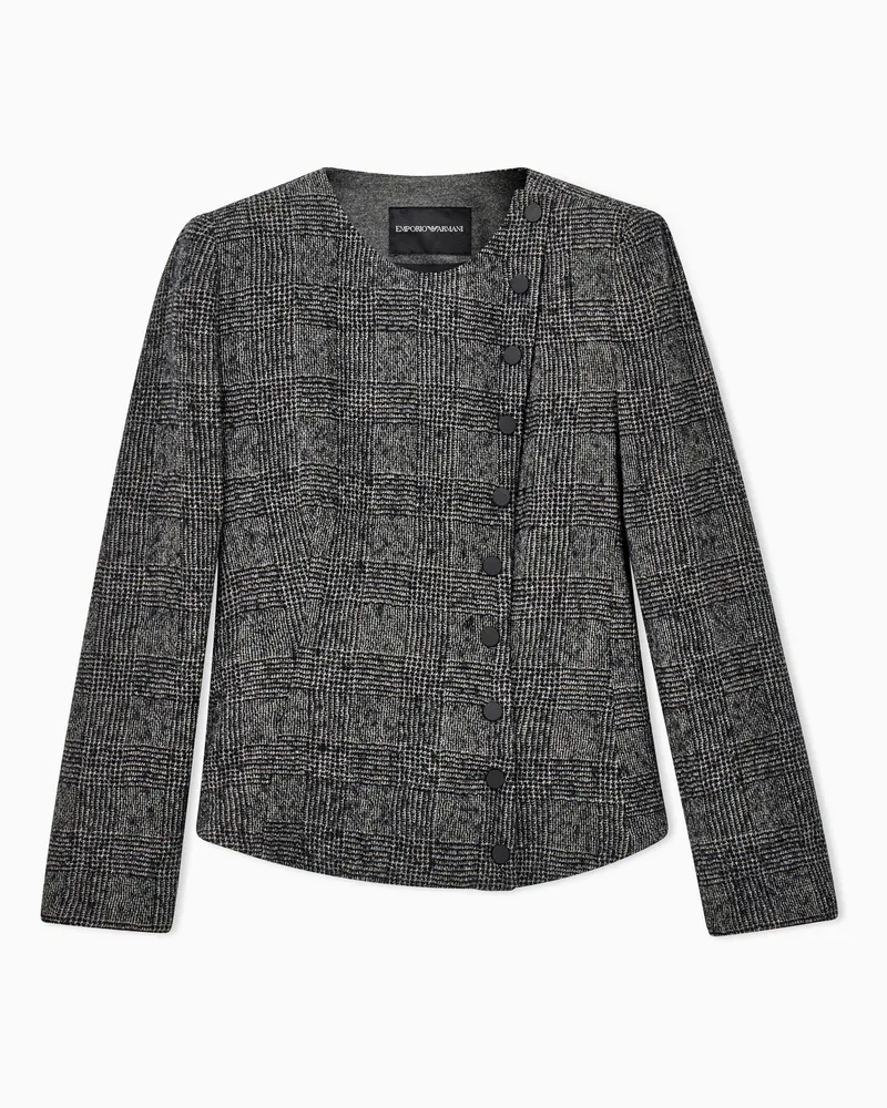 Emporio Armani Blazer in lana vergine Galles con chiusura asimmetrica Grigio