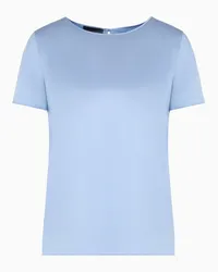 Emporio Armani OFFICIAL STORE Blusa A Maniche Corte In Raso Di Seta Blu