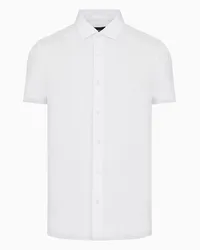 Emporio Armani OFFICIAL STORE Camicia Maniche Corte In Jersey Misto Lyocell Asv Bianco