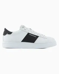 Emporio Armani OFFICIAL STORE Sneakers In Pelle Con Dettagli In Gomma Bianco