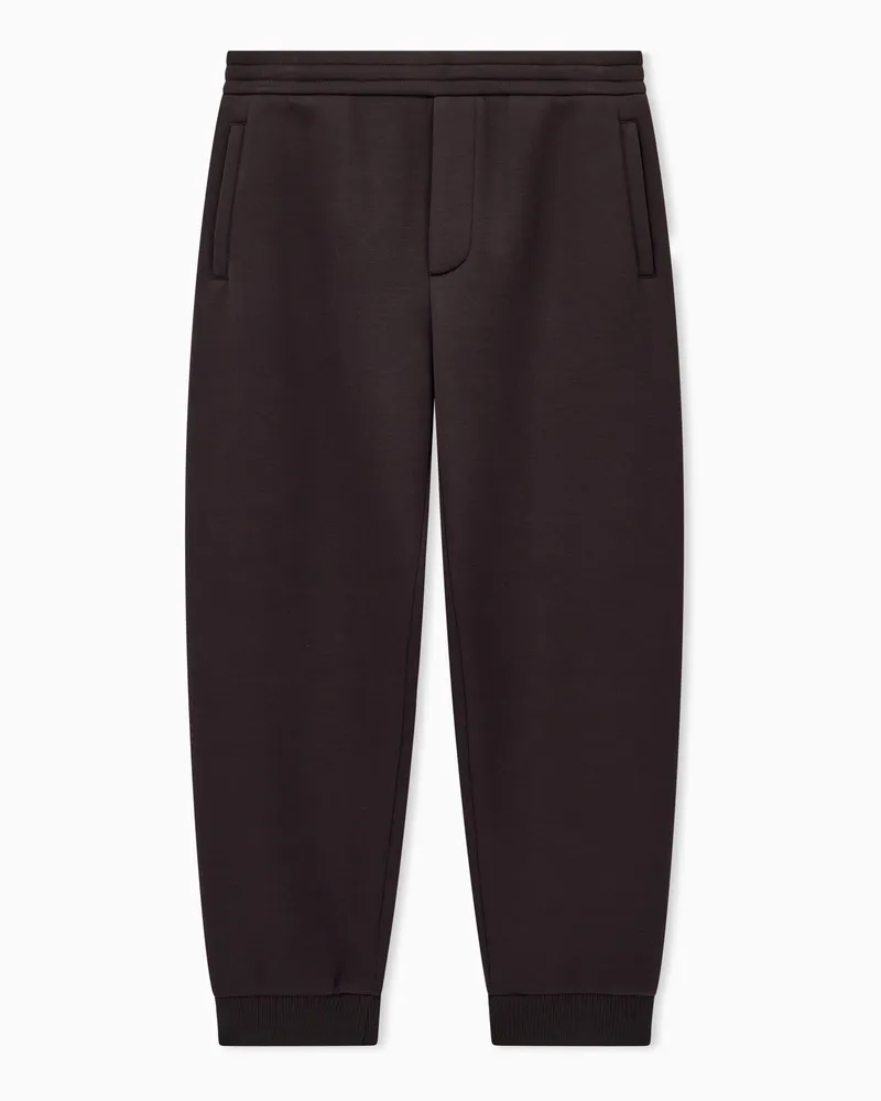 Emporio Armani Pantaloni jogger over in jersey di modal con logo Marrone