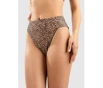 Max Leopard Moderate Tab Side High Waist Bikini Bottom marrone