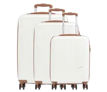 Bali Set valigie trolley (4 ruote) bianco/marrone