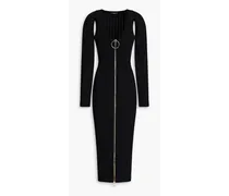 Cutout stretch-knit midi dress - Black