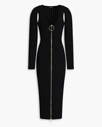 Balmain Cutout stretch-knit midi dress - Black Black