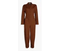 Stretch-cotton twill jumpsuit - Brown