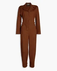 Sara Battaglia Stretch-cotton twill jumpsuit - Brown Brown