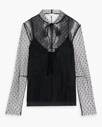 RED Valentino Pussy-bow point d'esprit blouse - Black Black