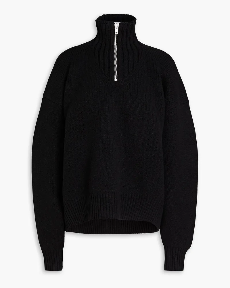 Wool-blend half-zip sweater - Black