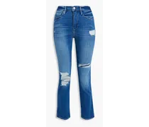 Le Sylvie Slender distressed high-rise slim-leg jeans - Blue