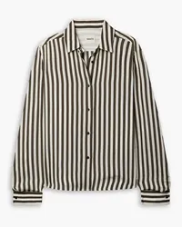 KHAITE Argo striped satin shirt - Neutral Neutral