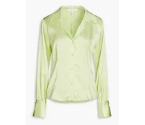 The Femme stretch-silk satin shirt - Green