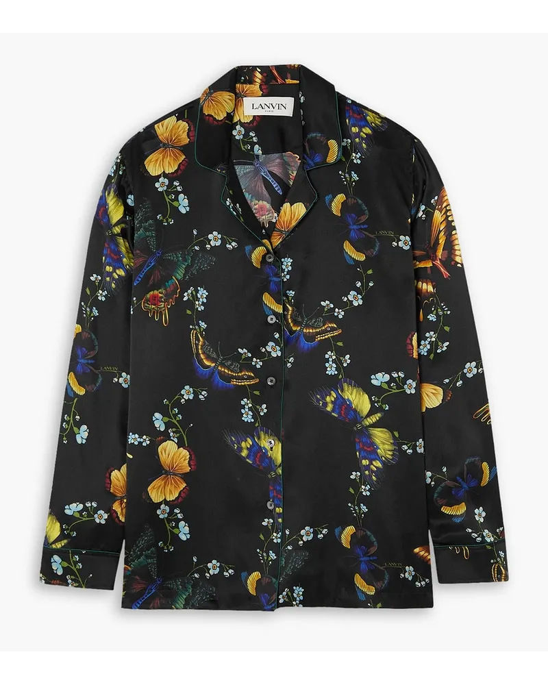 Lanvin Printed silk-satin shirt - Black Black