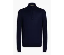 Merino wool half-zip sweater - Blue