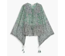 Loah gathered printed voile top - Green