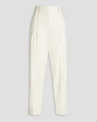 Brunello Cucinelli Pleated stretch-cotton twill tapered pants - White White