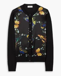 Lanvin Silk satin-trimmed printed wool cardigan - Black Black