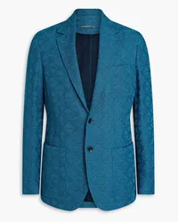 Canali Crochet-knit cotton blazer - Blue Blue