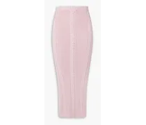 Aurora cable-knit linen-blend midi skirt - Pink
