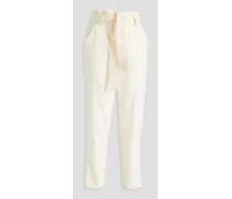 Cropped crepe tapered pants - White