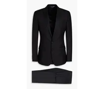 Wool-blend twill suit - Black