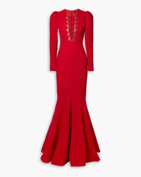 Andrew GN Lace-up crystal-embellished crepe gown - Red Red