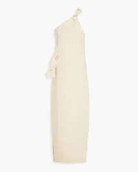 Jacquemus One-shoulder knotted knitted midi dress - White White