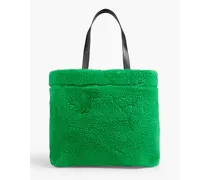 Shopping faux shearling tote - Green